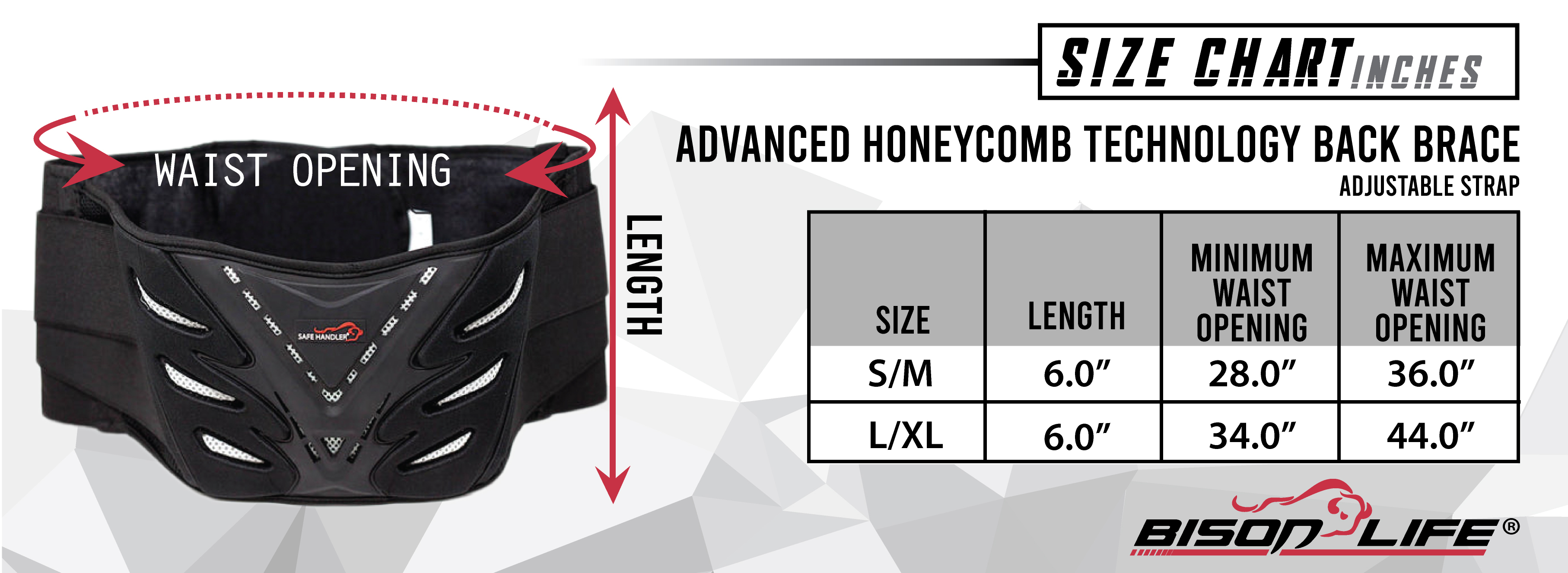 Advanced Honeycomb Technology Belt Size Chart