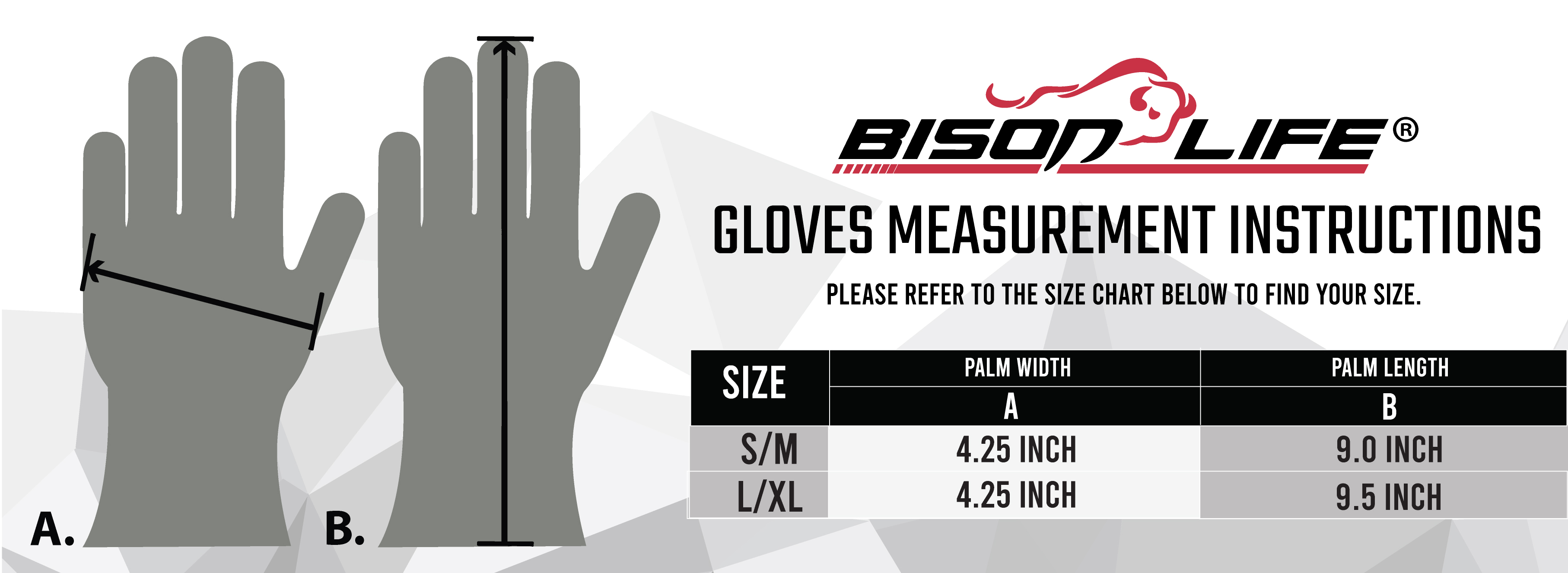 Safe Handler Reinforced Gloves Size Chart