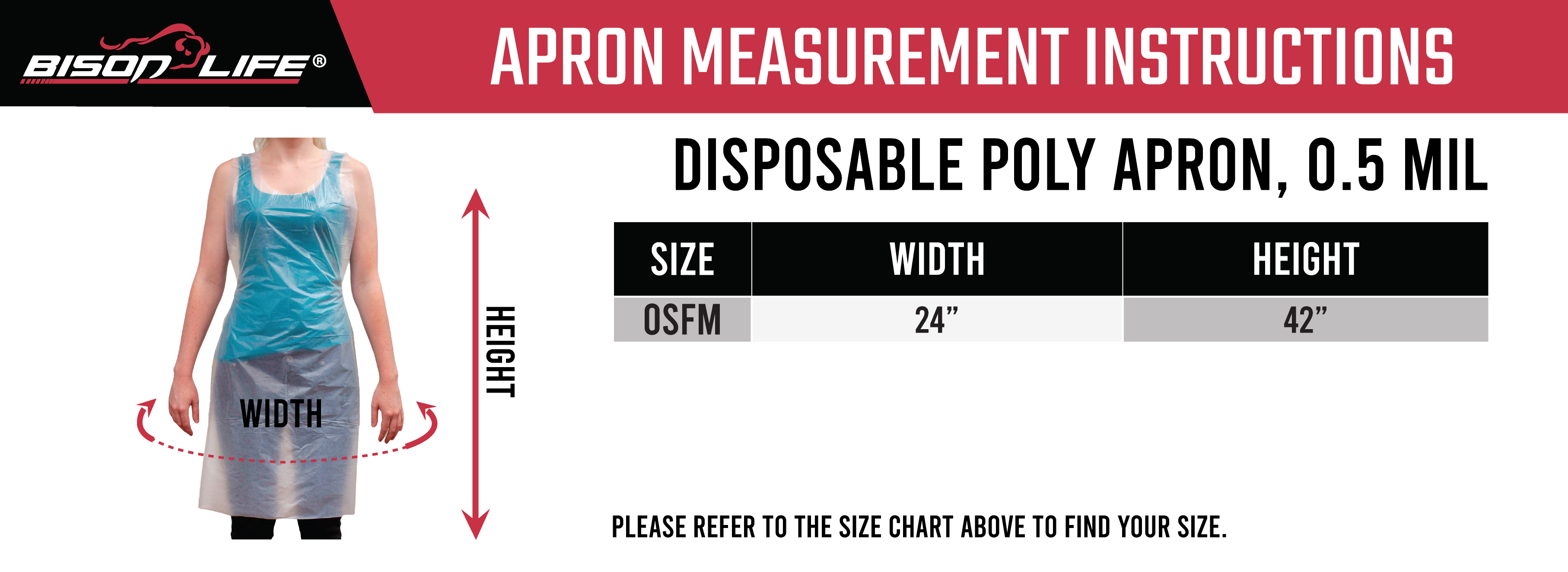 Disposable Poly Apron Size Chart