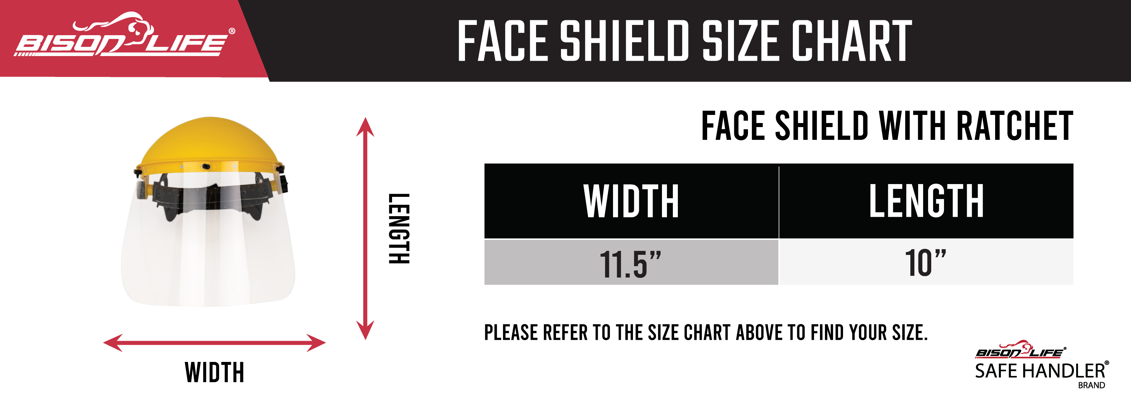 Safe Handler Face Shield with Ratchet Size Chart
