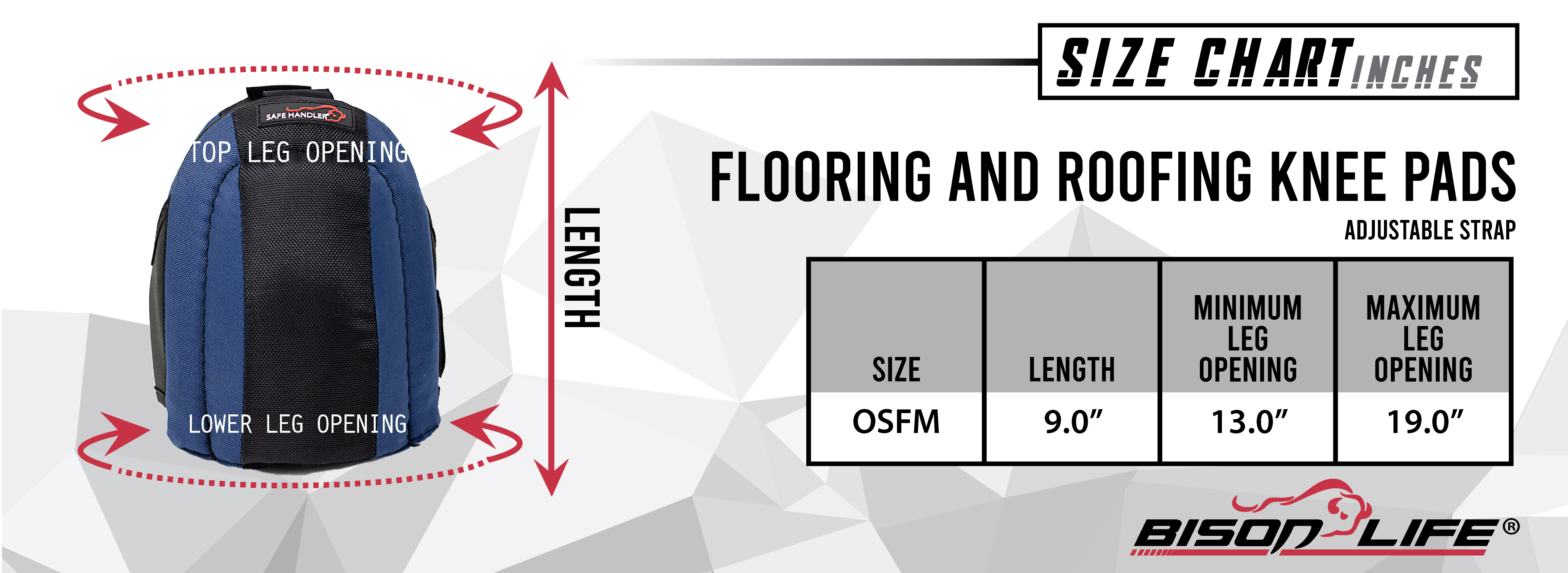Florring and Roofing Knee Pads Chart