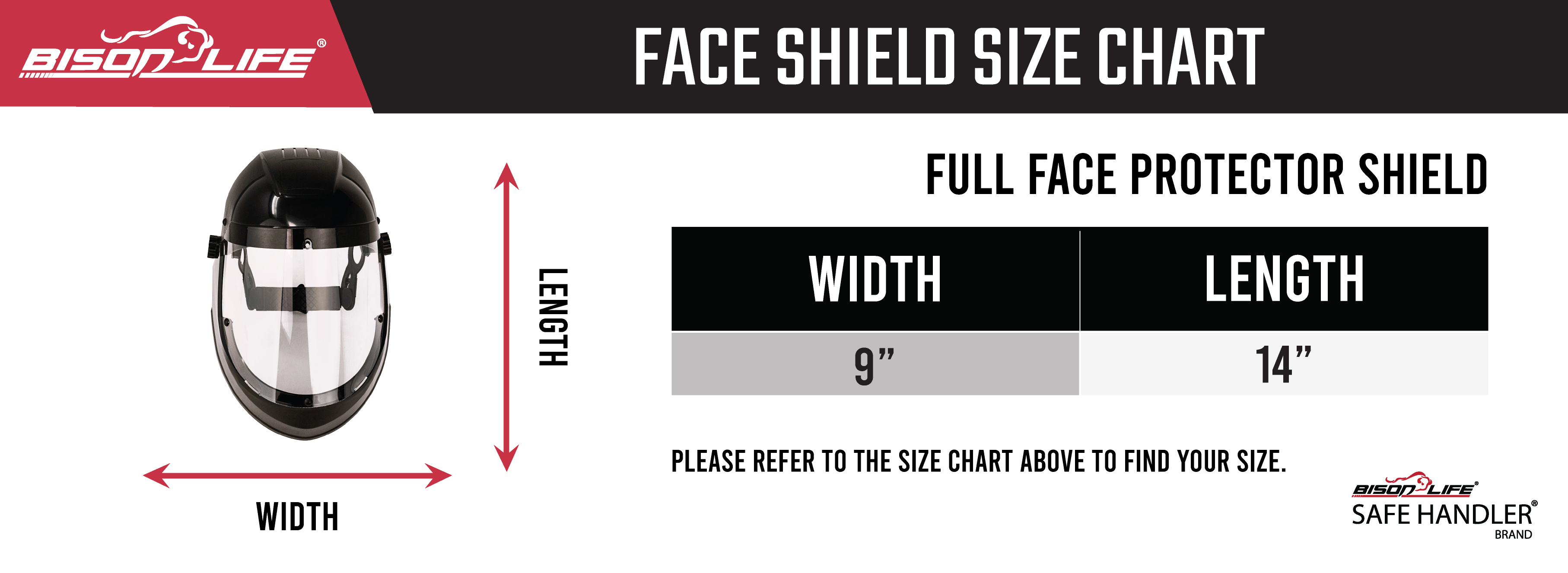 Safe Handler Full Face Protector Shield, Reusable Safety Face Shield, Black (Pack of 1)
