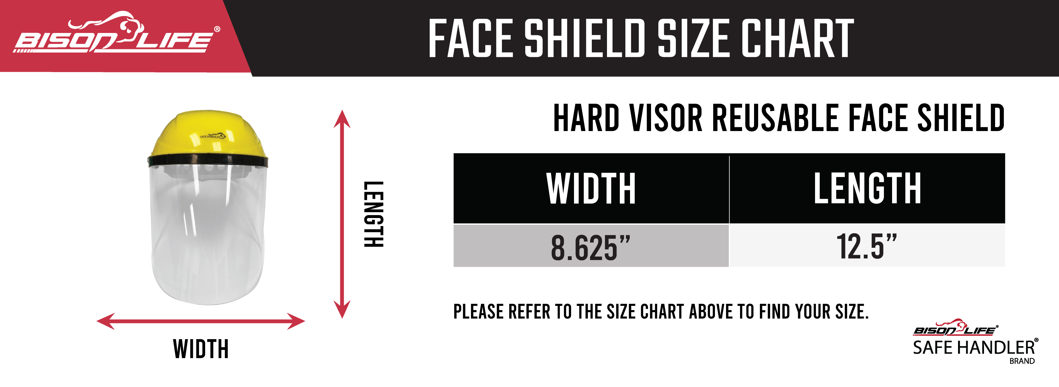 Safe Handler Hard Visor Reusable Face Shield Size