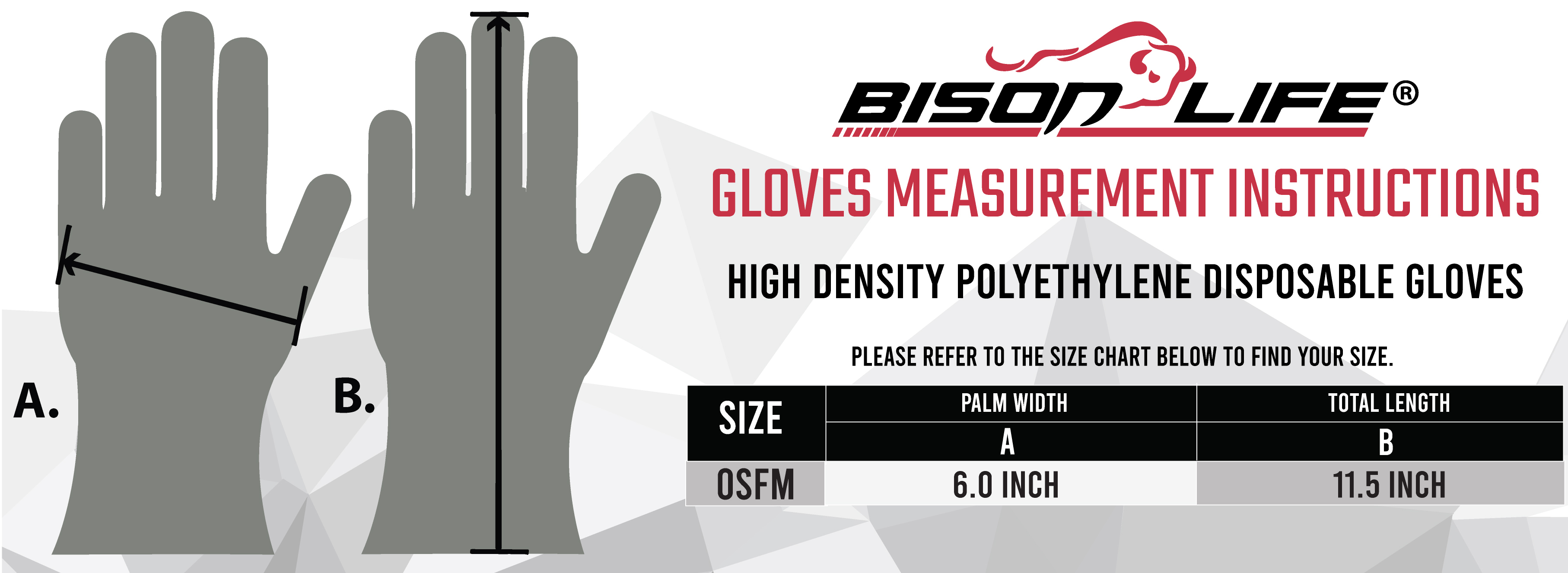 Disposable Food Handling Poly Gloves Size Chart