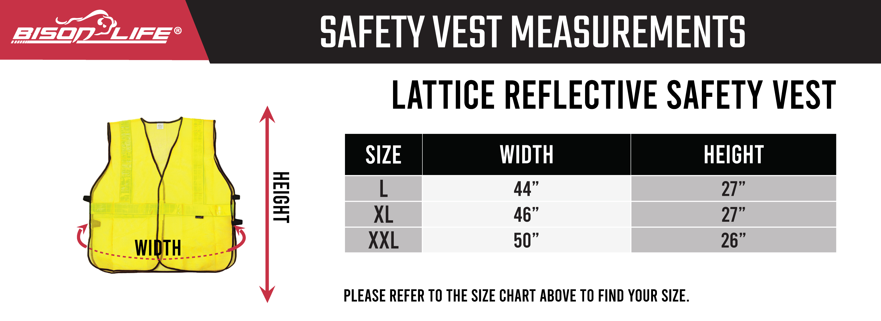 Safe Handler Lattice Reflective Safety Vests Size Chart