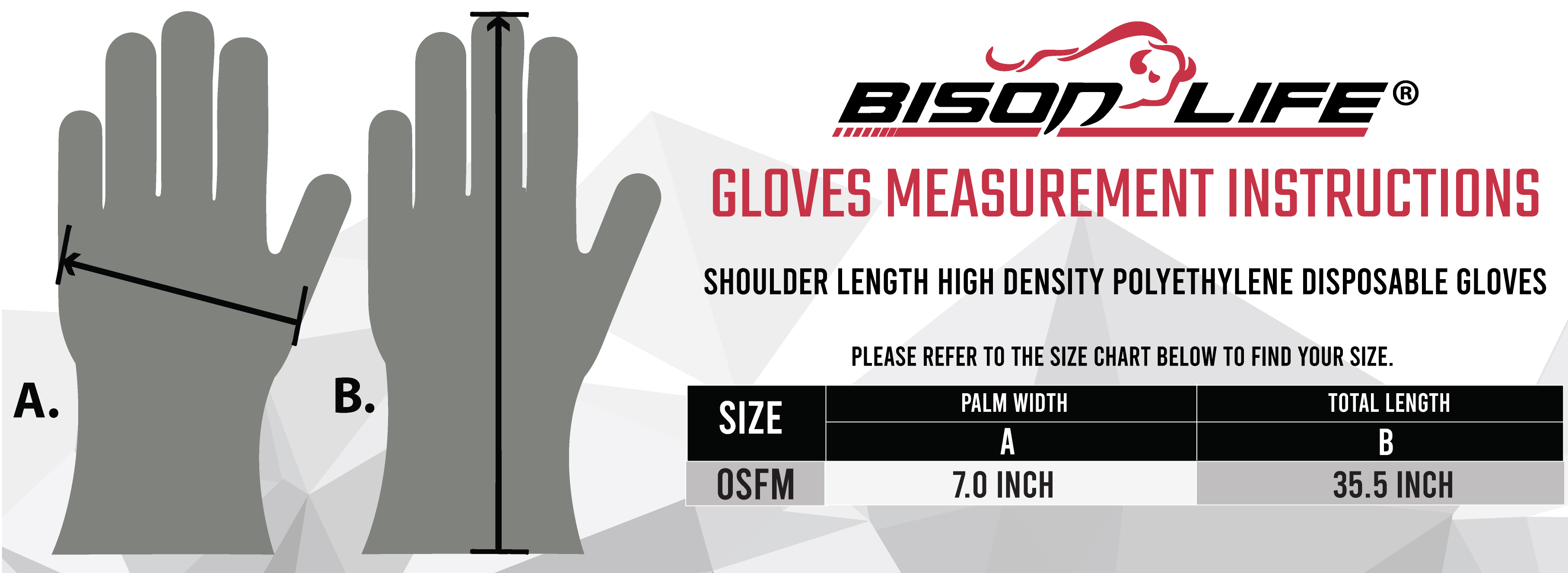 Disposable Food Handling Shoulder Length Poly Gloves Chart