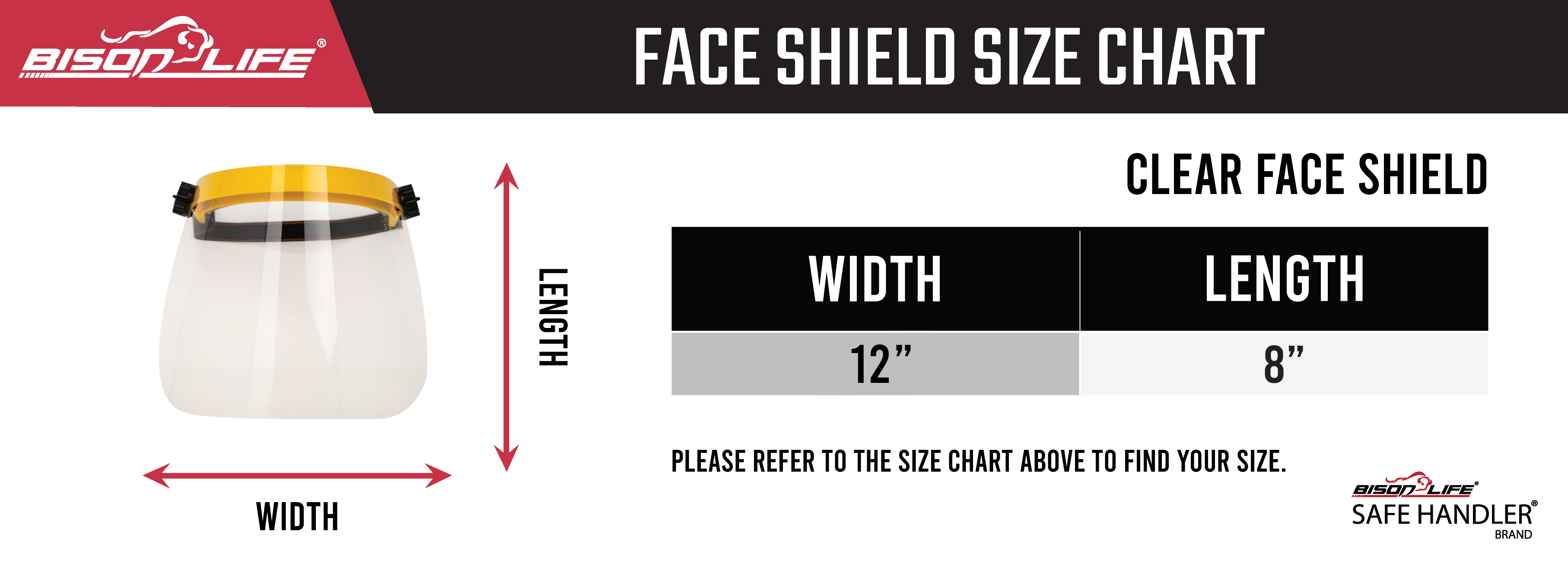 Clear Face Shield Size Chart