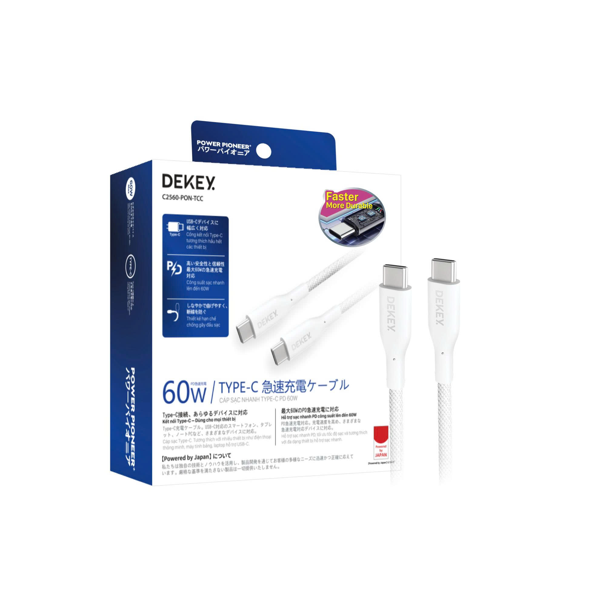 Cáp Dekey Power Pioneer Cáp USB Type C sang Type C, 60W