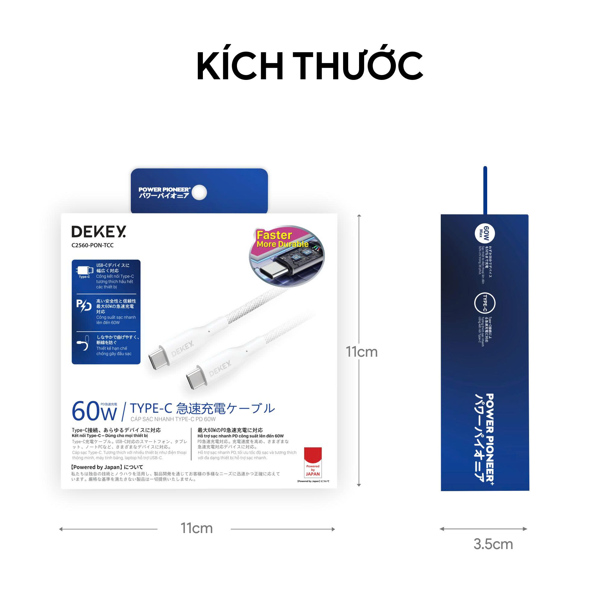 Cáp Dekey Power Pioneer Cáp USB Type C sang Type C, 60W 8