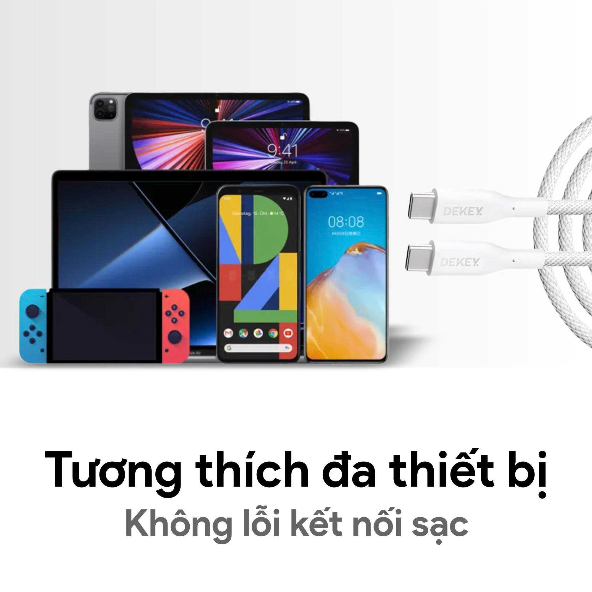 Cáp Dekey Power Pioneer Cáp USB Type C sang Type C, 60W 7