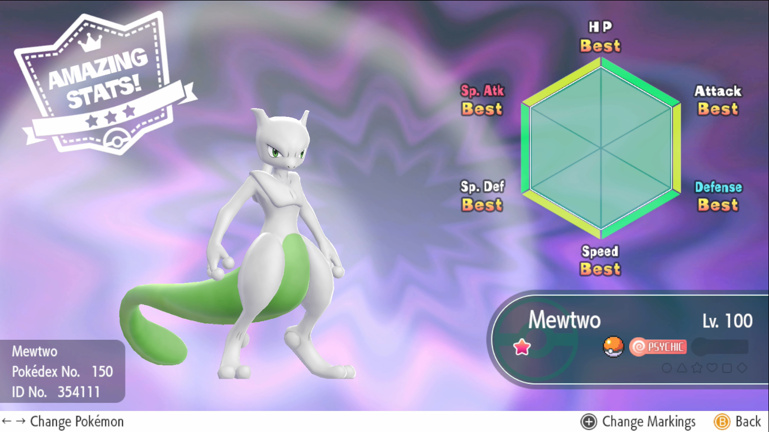 Pokemon Let's Go Shiny Mewtwo 6IV-AV Trained