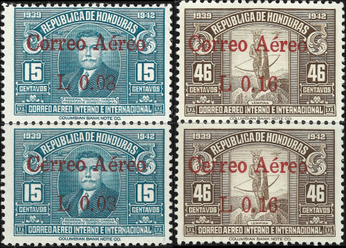 Honduras, Scott Nr C118a C119a (1942) Correo misspelled Cerreo