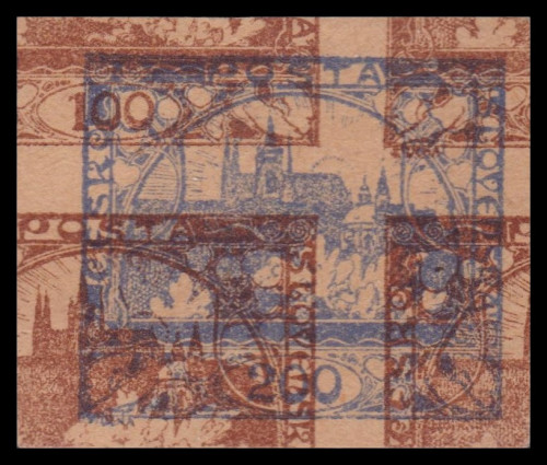 Waste production from the printing of some of the earliest Czech stamps.