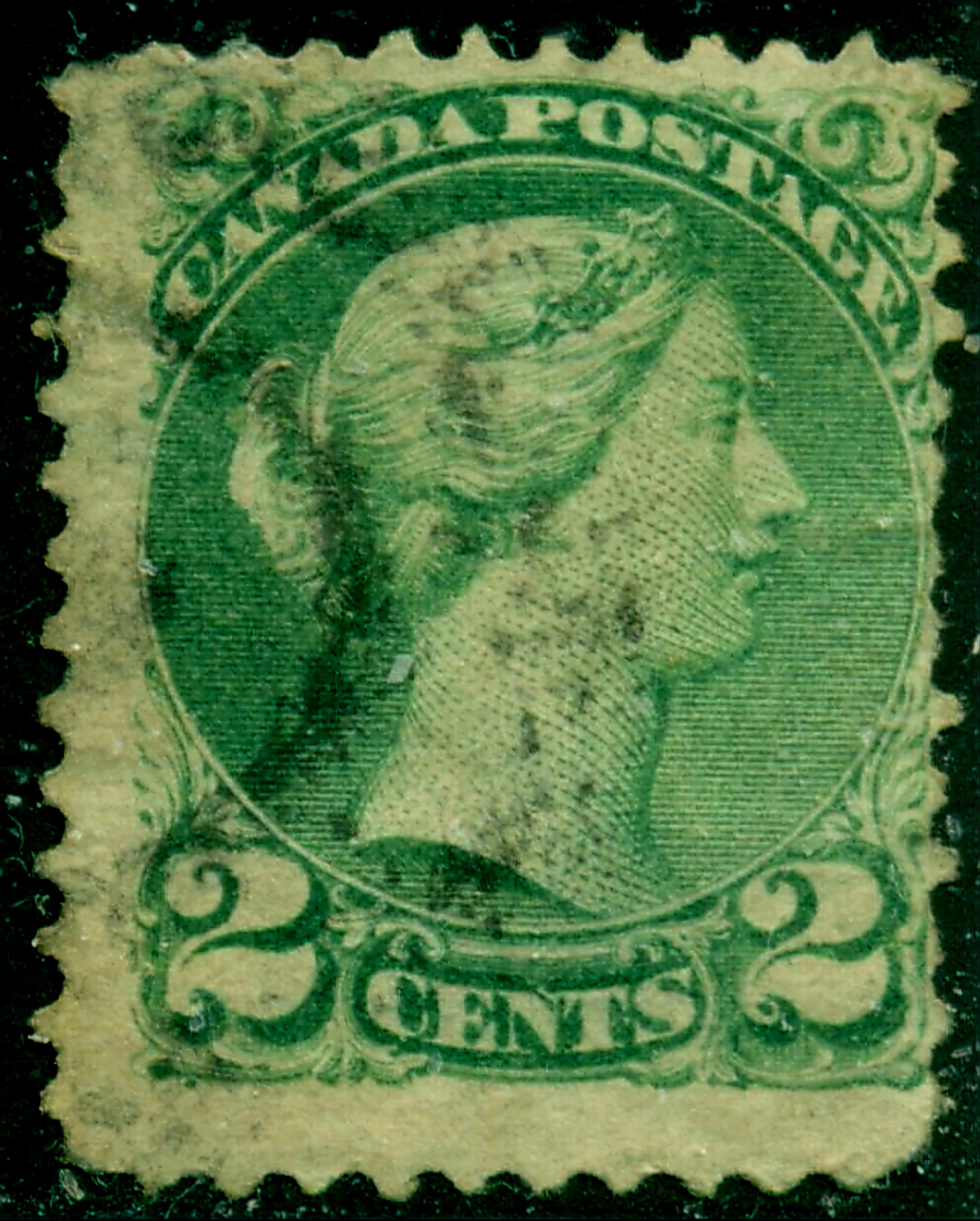 2 Cent Canada 1872 Dash Over One Of The Leters. Stamp