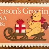 1940_Felt-Bear-on-Sleigh_MNH_1981