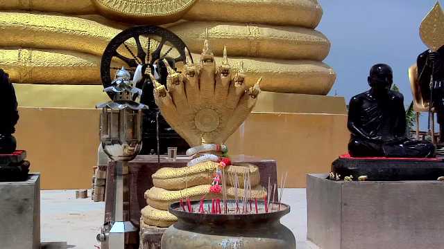 Phuket, Thailand, Old Chinese Bell behind the Big Buddha Statue at Wat Phrathong, 2000s