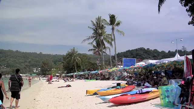 Phi Phi Island, Thailand, Tourists and Beach Chairs on Ao Ton Sai Beach, 2000s