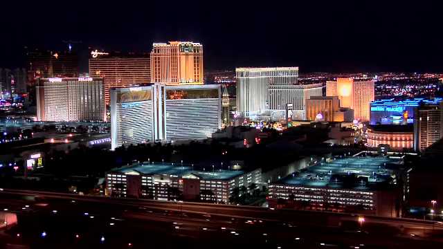 Las Vegas, Casino Hotels of the Las Vegas Strip early evening USA, 2000s