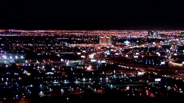 Las Vegas, Birds Eye View of Las Vegas by Night looking West USA, 2000s