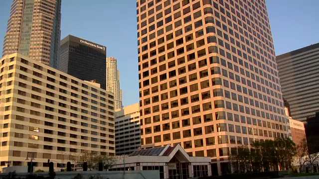 High Rising Buildings in Los Angeles Down Town early evening USA, 2000s
