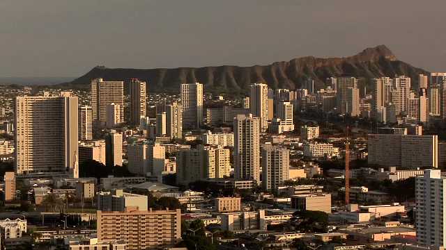 Elevated View of Honolulu towards Diamond Head, Hawaii, USA, 2000s