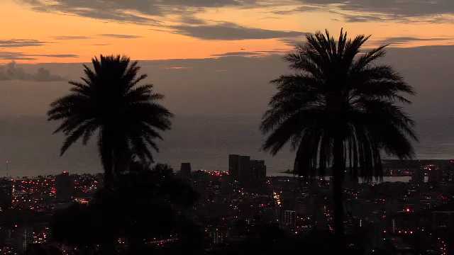 Sunset over Honolulu, Hawaii, USA, 2000s
