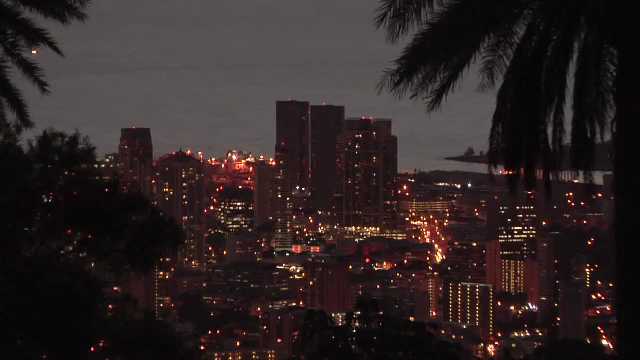 Elevated View of Honolulu early Evening, Hawaii, USA, 2000s