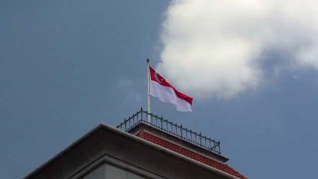 Singapore Flag on top of the Parliament House, 2000s