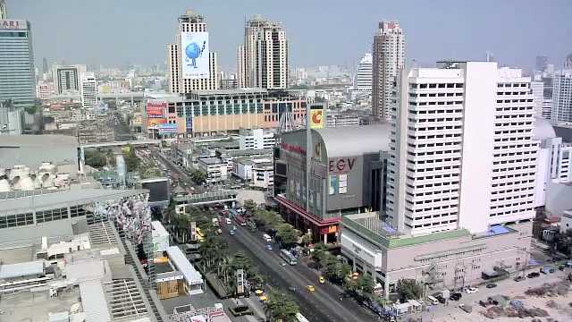 Bangkok, Elevated View of Siam Square District looking down to Rachadamri Road. Bangkok Matching Nightshot, Thailand, 2000s