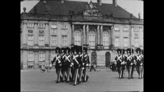 The Changing of the Guard, Royal Palace, Copenhagen, Denmark, 1940s