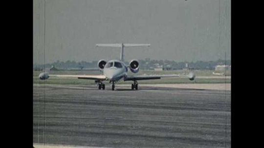 Private Jet on Runway, Taking Off, USA, 1970s
