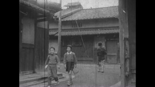 Kyoto, Children, Brother and Sister, Walk Home From School, Japan, 1950s