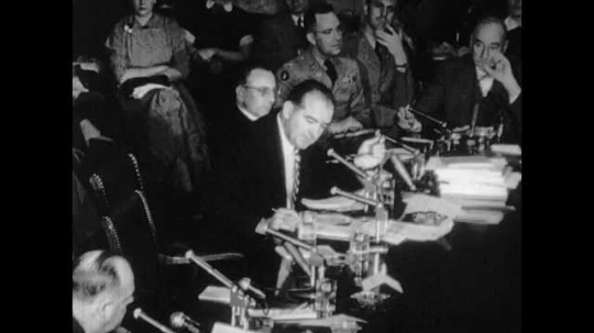 Army-McCarthy Senate Hearing, McCarthy Spars With Senator Stuart Symington, Washington DC,, USA, 1950s