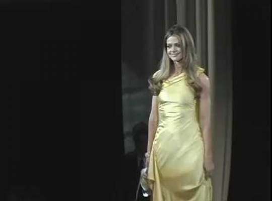 Denise Richards on the Fashion Runway, Catwalk, Yellow Dress, 2000s