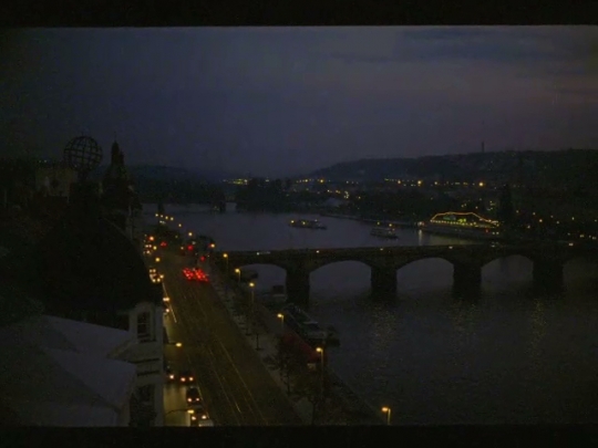 Prague, Dusk, Night, High-Angle Views, Czech Republic, 2000s