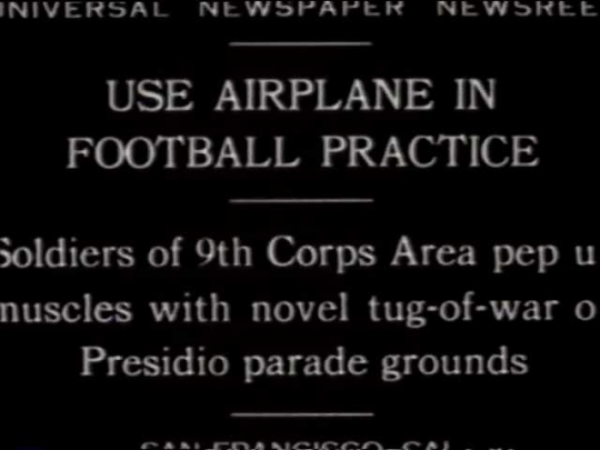 Use of Airplane in Football Practice, USA, 1929