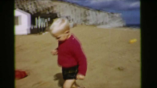 Little Blonde Boy at Beach, England, UK, 1950s