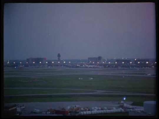 Aircraft Taxiing at Dallas-Fort Worth Airport, Night, USA, 1990s