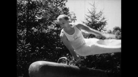 Male Gymnast Training, USA, 1940s