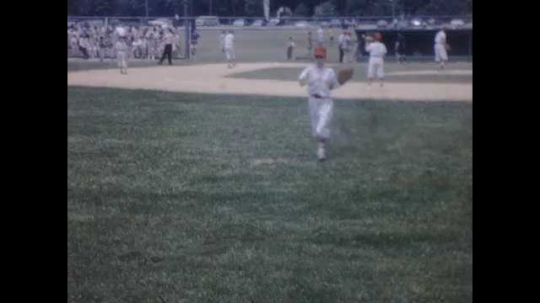 Little League Baseball, Boy in Outfield Catches Ball, Linwood, New Jersey, USA, 1960s