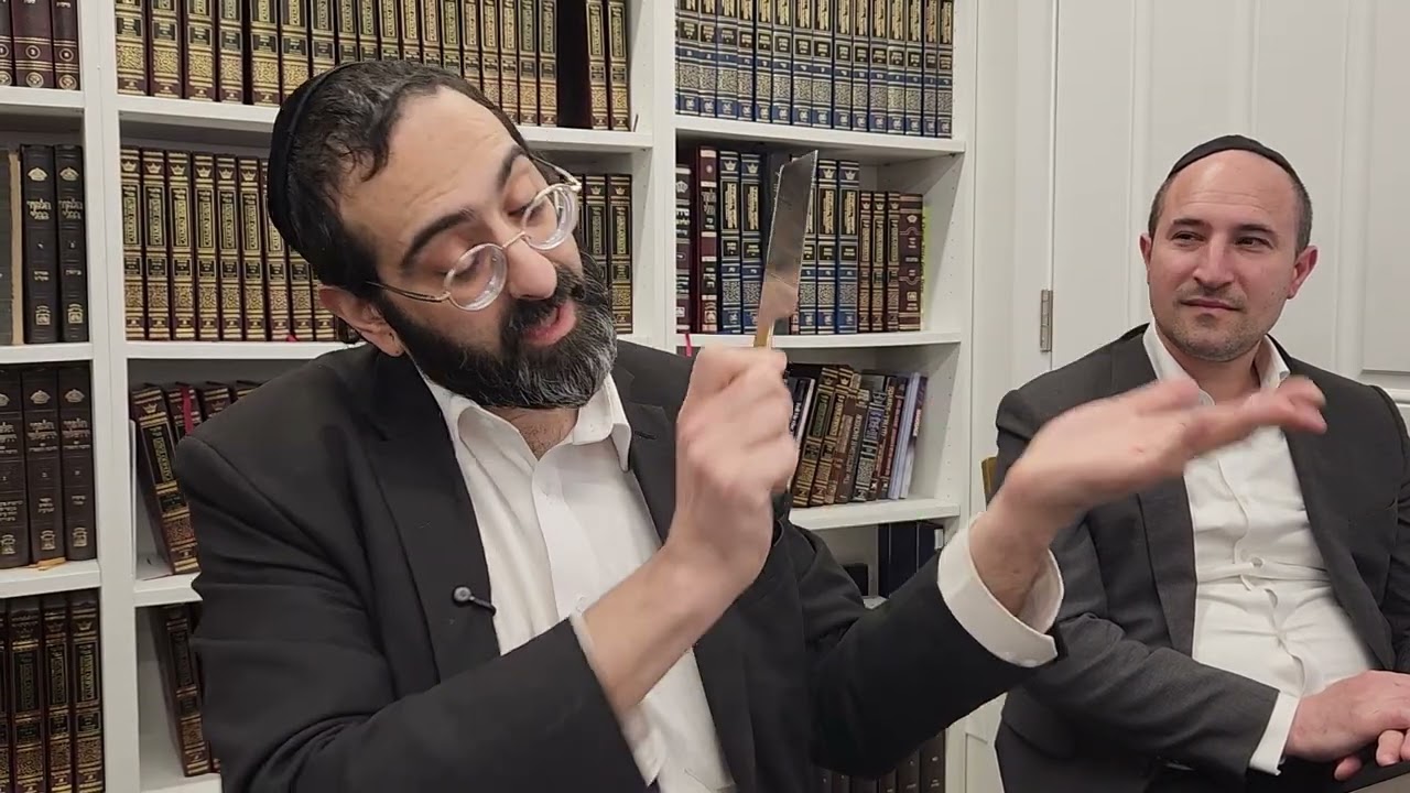 Mashgiach Rabbi Ari Elbaz demonstrates how to check a Chalef knife for kashrus purposes