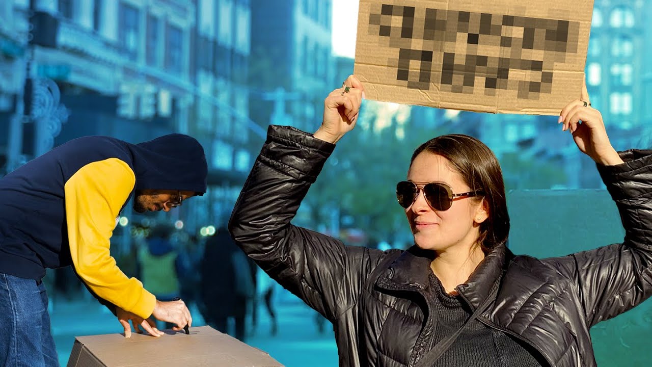 Strangers Become DUDE WITH SIGN