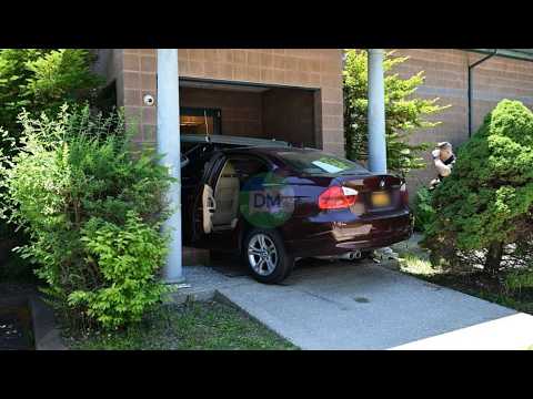Car lost control and crashed into the Global Fire Prevention building
