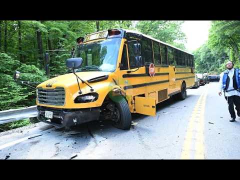 School bus with children involved in a crash with two other vehicles on the sharp curve of CR 105
