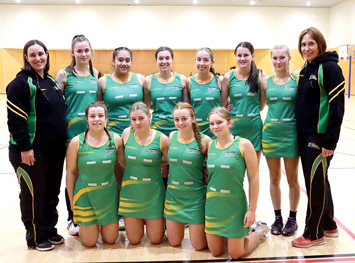 Young netballers fly the Mid Canterbury flag