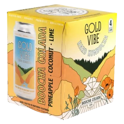 Gold Vibe Hard Kombucha Boocha Colada 4pk 16oz