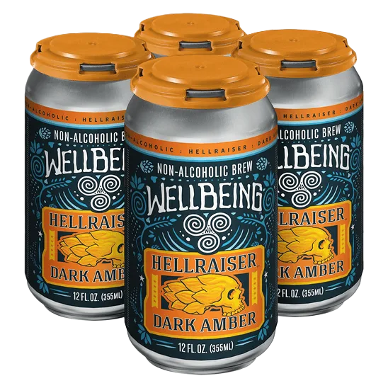 pid:57025 WellBeing Brewing Co. Hellraiser Dark Amber Non-Alcoholic (4PKC 12 OZ)