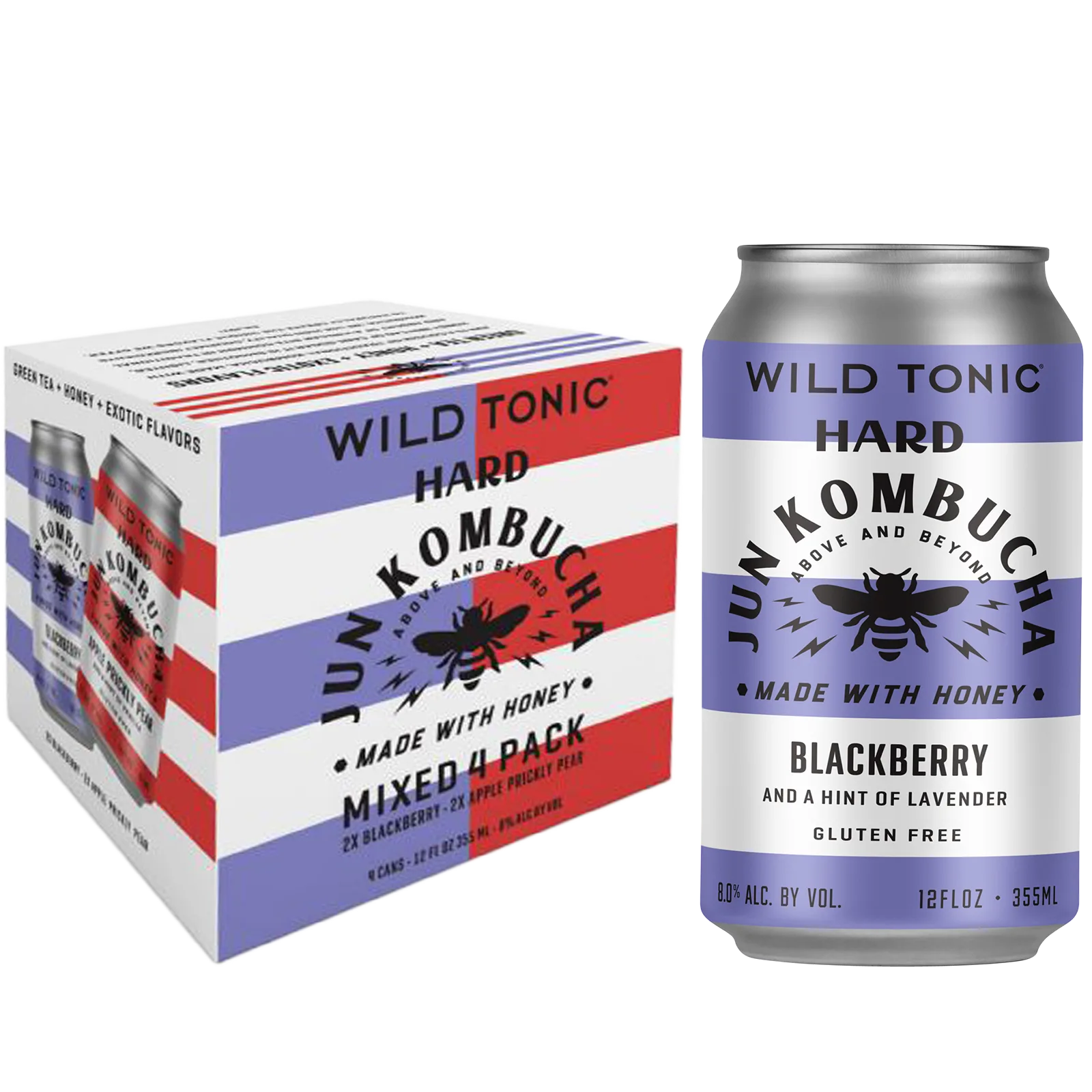 Wild Tonic Hard Kombucha Variety Pack 4pk 12oz Can 8.0% ABV