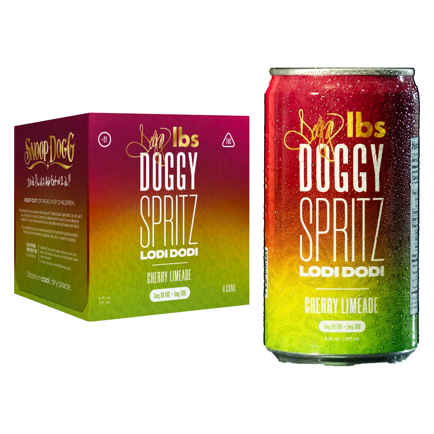 Snoop Dogg's Doggy Spritz Cherry Limeade 3mg THC + 5mg CBD Drink 4pk 8oz Can