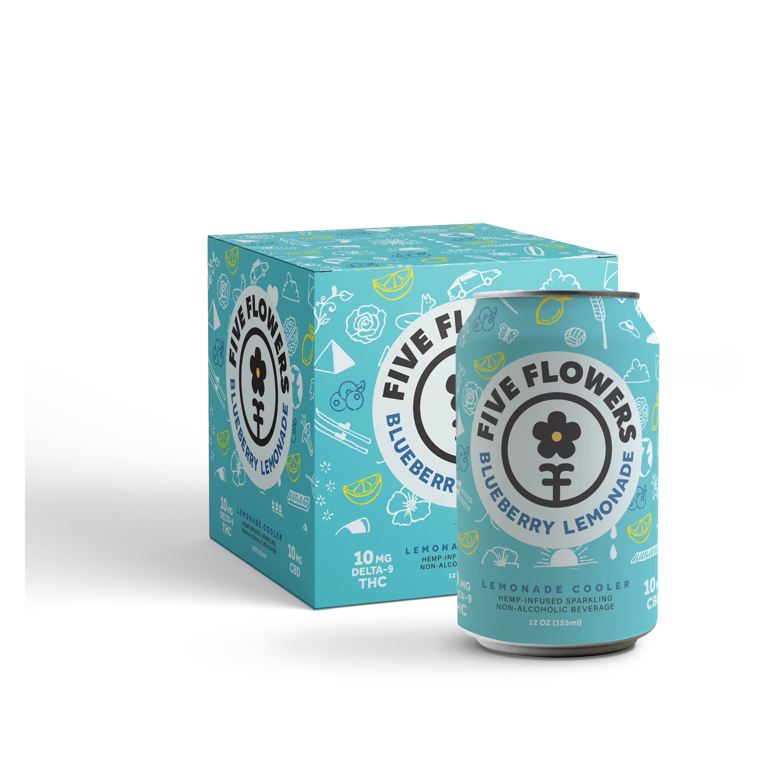Five Flowers 10mg THC Blueberry Lemonade Cooler 4pk Can